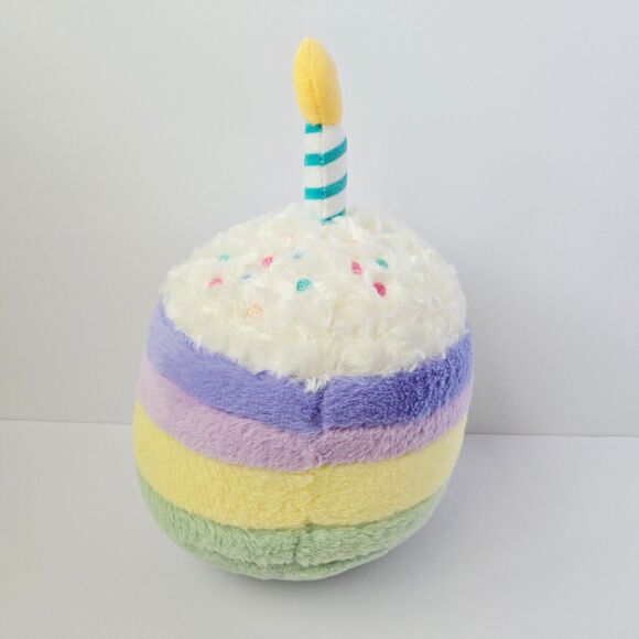 Happy Birthday Cake Plush Stuffed Animal Colorful Sprinkles Cupcake with Candle - Picture 4 of 7